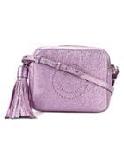 Anya Hindmarch Metallic Purple Leather Smiley Cross Body Bag - Pink &