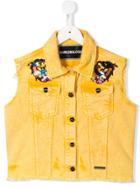 Marco Bologna Kids Embellished Sleeveless Jacket - Yellow