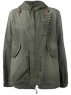 Mr & Mrs Italy Text Print Mid Parka - Green