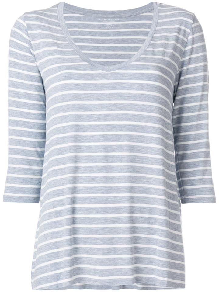 Majestic Filatures Striped V-neck T-shirt - Blue