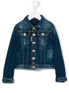 Dsquared2 Kids Distressed Denim Jacket, Girl's, Size: 12 Yrs, Blue