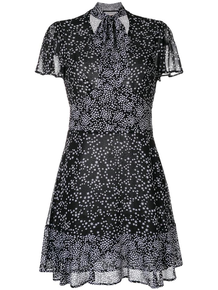 Michael Michael Kors Star Print Tie-neck Dress - Black