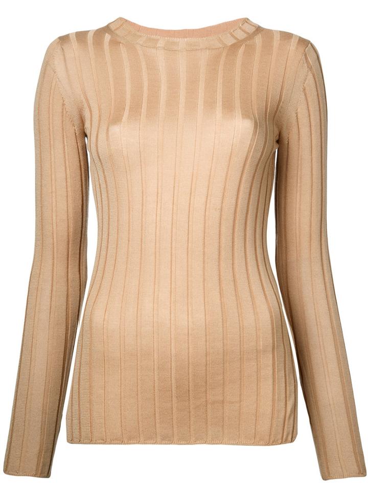 Cityshop - Ribbed Jumper - Women - Wool/tencel - One Size, Women's, Brown, Wool/tencel