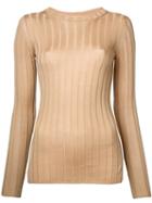 Cityshop - Ribbed Jumper - Women - Wool/tencel - One Size, Women's, Brown, Wool/tencel