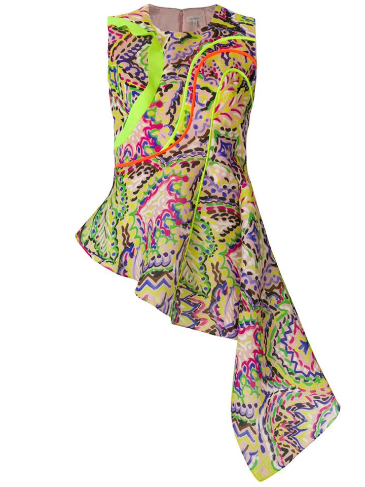Delpozo Asymmetric Peplum Blouse - Pink & Purple