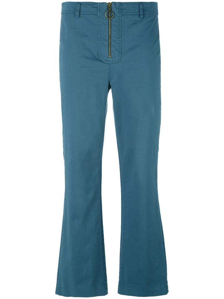 Philosophy Di Lorenzo Serafini Cropped Flared Trousers, Women's, Size: 44, Blue, Cotton/other Fibers