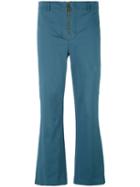 Philosophy Di Lorenzo Serafini Cropped Flared Trousers, Women's, Size: 44, Blue, Cotton/other Fibers