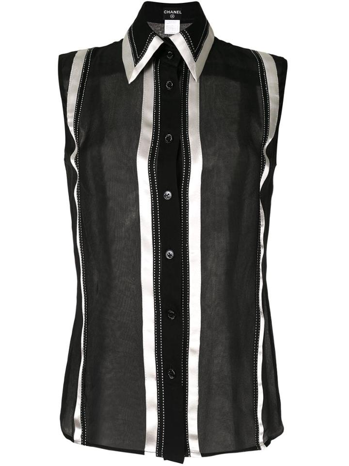 Chanel Vintage Contrast Stitching Detail Shirt - Black