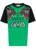 Gucci Over Tiger Head Print Cotton T-shirt - Green