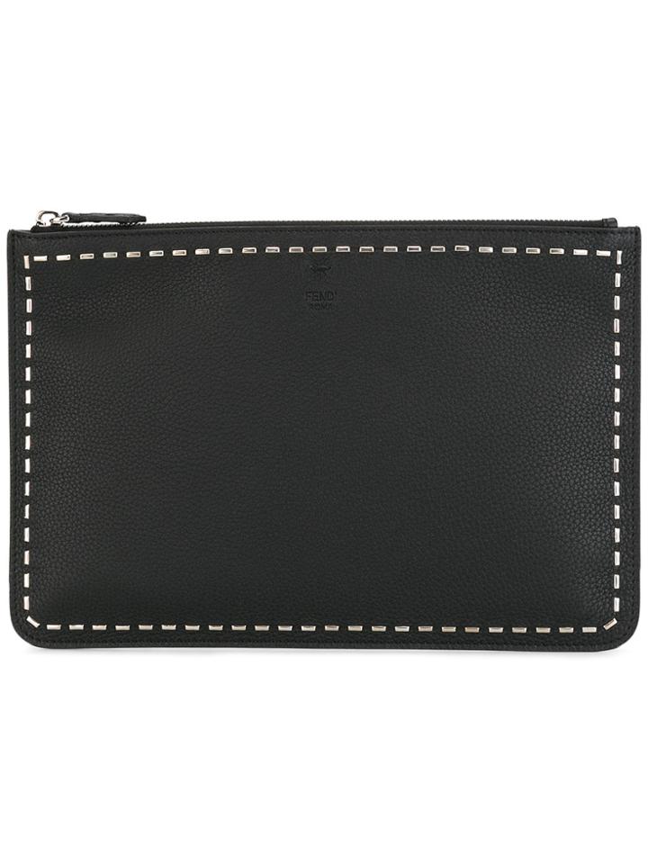 Fendi Studded Trim Clutch - Black