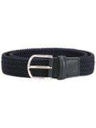 Canali Braided Elastic Belt, Size: 105, Blue, Polyester/leather