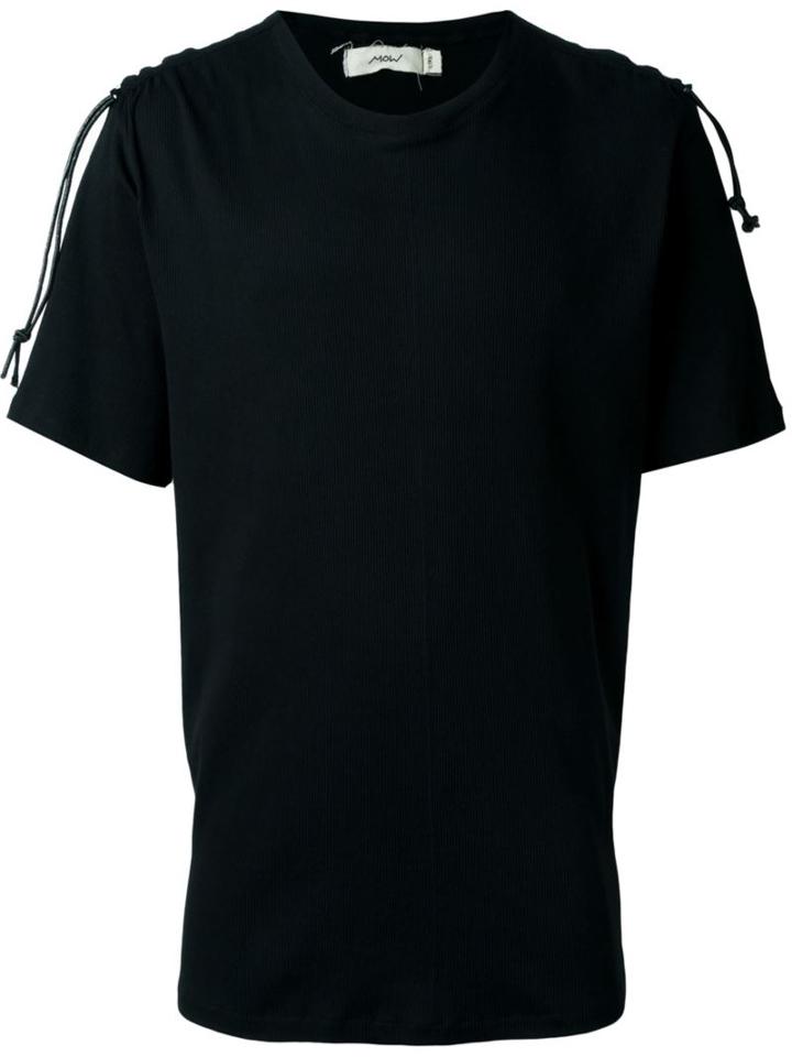Mow Shoulder Fastening Detail Ribbed T-shirt, Men's, Size: Medium, Black, Cotton/spandex/elastane