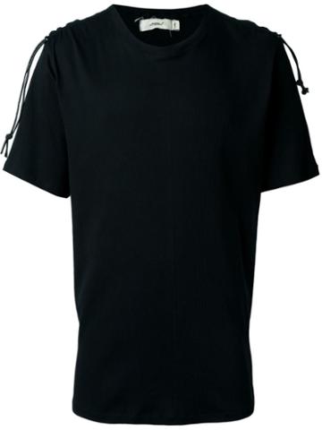 Mow Shoulder Fastening Detail Ribbed T-shirt, Men's, Size: Medium, Black, Cotton/spandex/elastane
