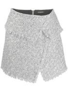 Balmain Asymmetric Tweed Mini Skirt - Silver