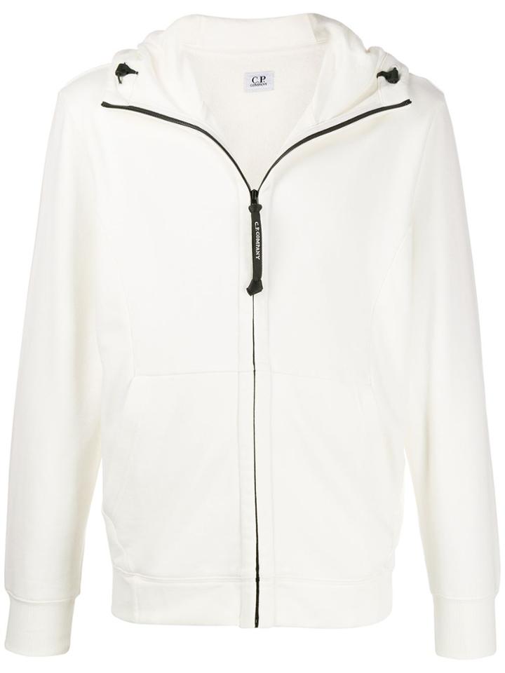 Cp Company Diagonal Raised Zip-up Hoodie - White