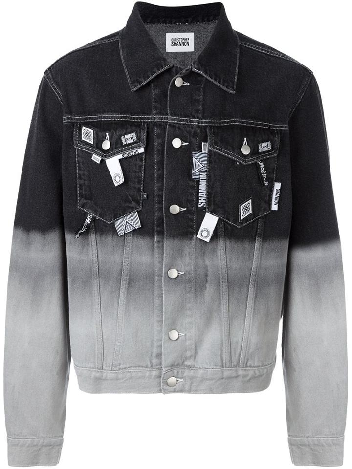 Christopher Shannon Dip-dyed Denim Jacket, Men's, Size: Large, Grey, Cotton/polyester