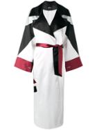 Misbhv Colour Block Trench Coat, Women's, Size: Small, White, Polyester/spandex/elastane/acetate