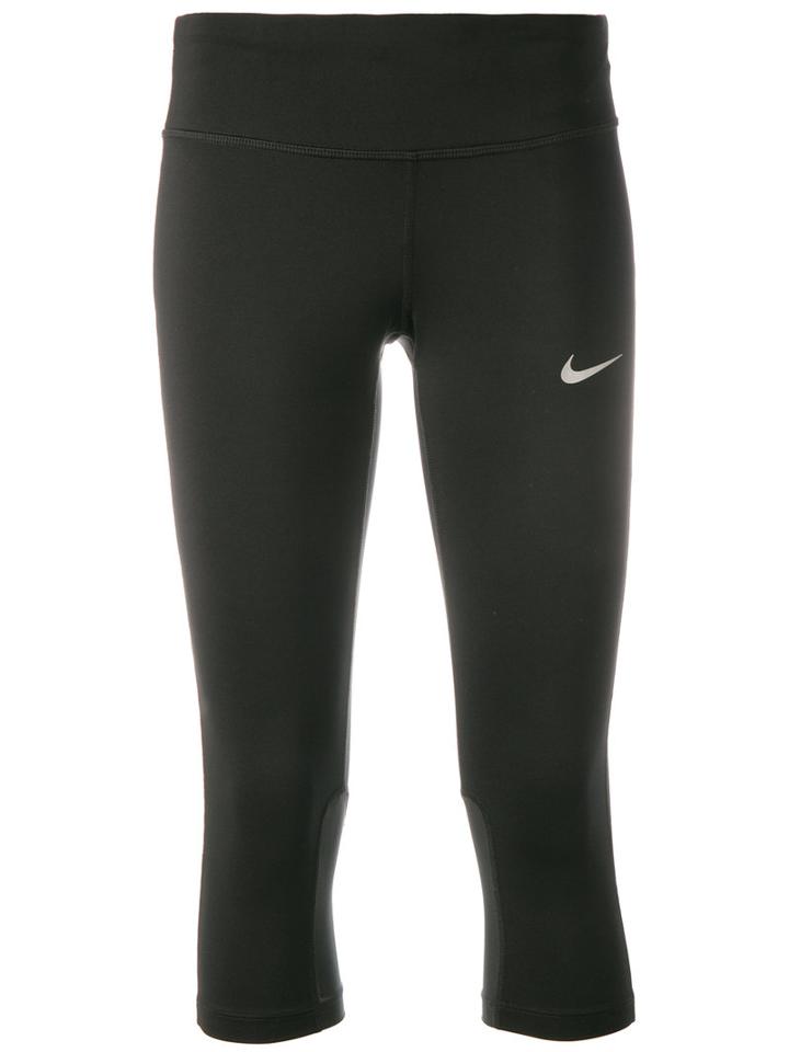 Nike Logo Print Cropped Leggings, Women's, Size: Xs, Black, Polyester/spandex/elastane