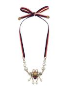 Gucci Bee Necklace With Crystals And Pearls - Multicolour
