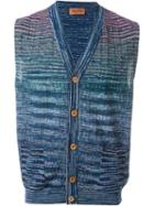 Missoni Sleeveless Digital Print Cardigan, Men's, Size: 54, Blue, Cotton/linen/flax