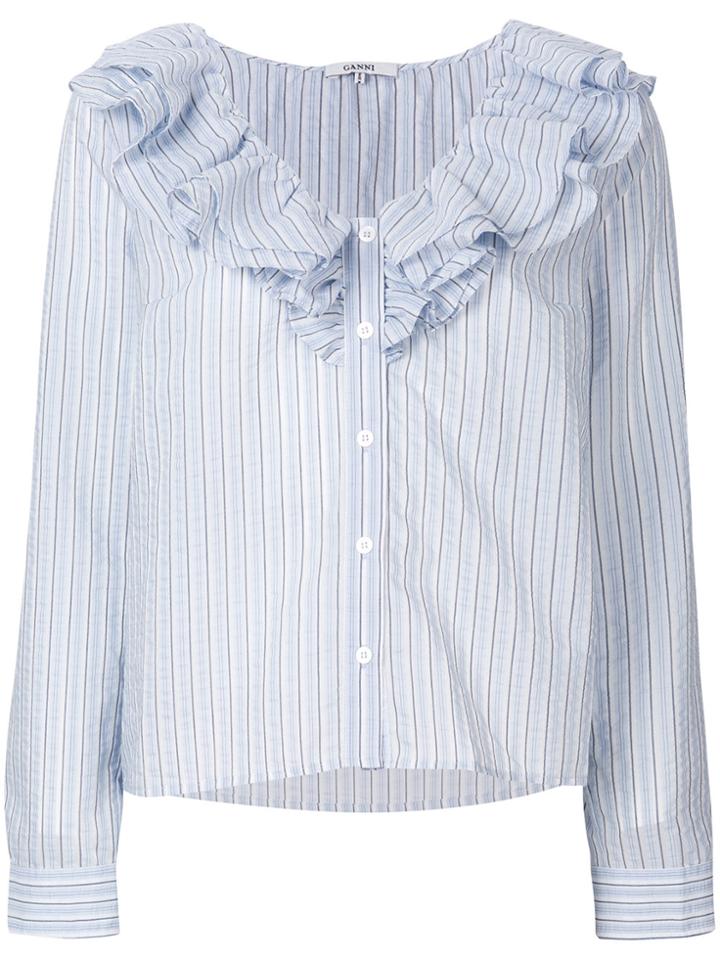 Ganni Ruffled Shirt - Blue