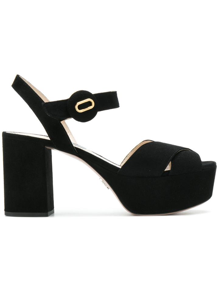 Prada Criss Cross Sandals - Black