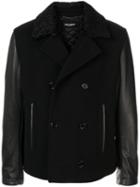 Dolce & Gabbana Contrast Sleeve Peacoat - Black