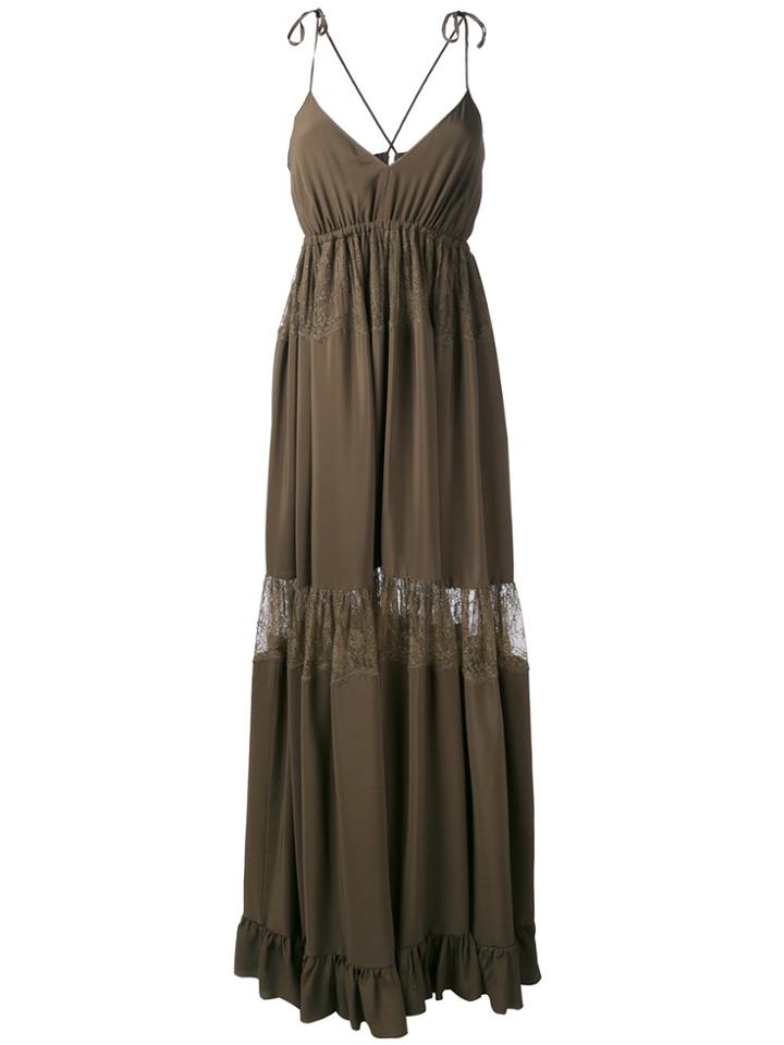 No21 Lace Insert Maxi Dress - Green