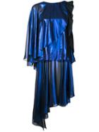 Robert Wun - Foiled Effect Dress - Women - Polyester - 10, Blue, Polyester