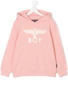 Boy London - Eagle Print Hoodie - Kids - Cotton/spandex/elastane - 11 Yrs, Pink/purple