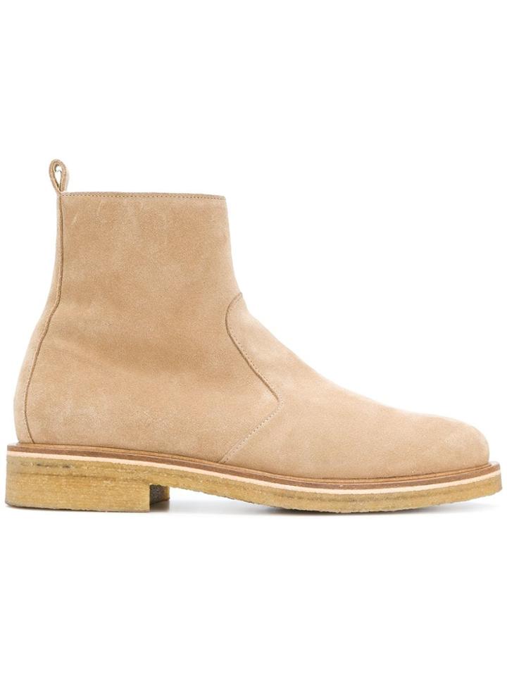 Ami Alexandre Mattiussi Zipped Boots With Crepe Sole - Nude & Neutrals