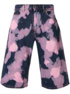 Msgm Tie Dye-print Denim Shorts - Blue