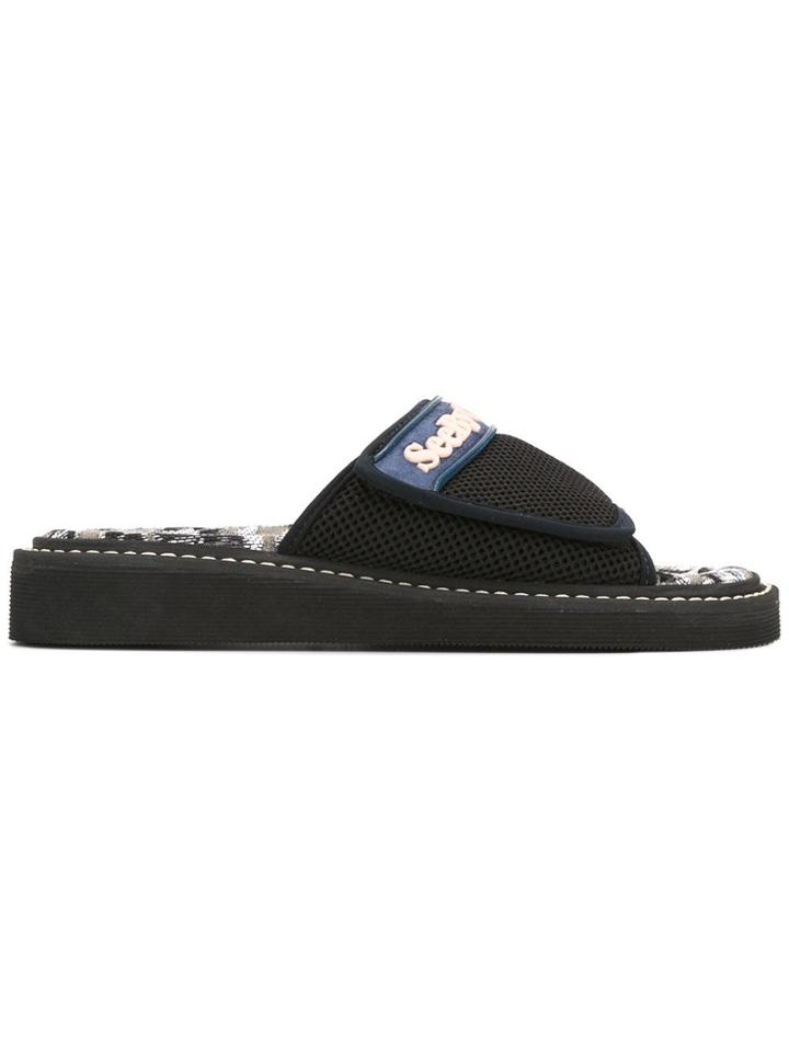 See By Chloé Printed Insole Pool Slides - Black