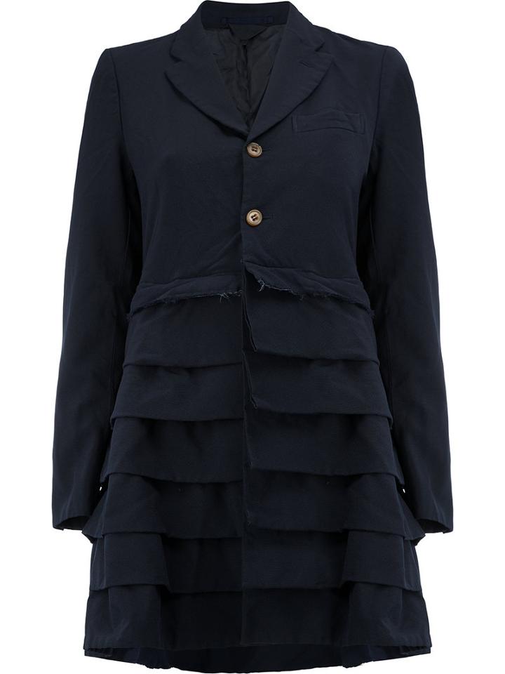 Comme Des Garçons - Tiered Detail Mid-length Coat - Women - Polyester - S, Women's, Blue, Polyester