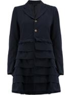 Comme Des Garçons - Tiered Detail Mid-length Coat - Women - Polyester - S, Women's, Blue, Polyester