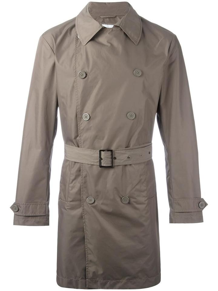 Armani Collezioni Belted Raincoat, Men's, Size: 54, Nude/neutrals, Polyester