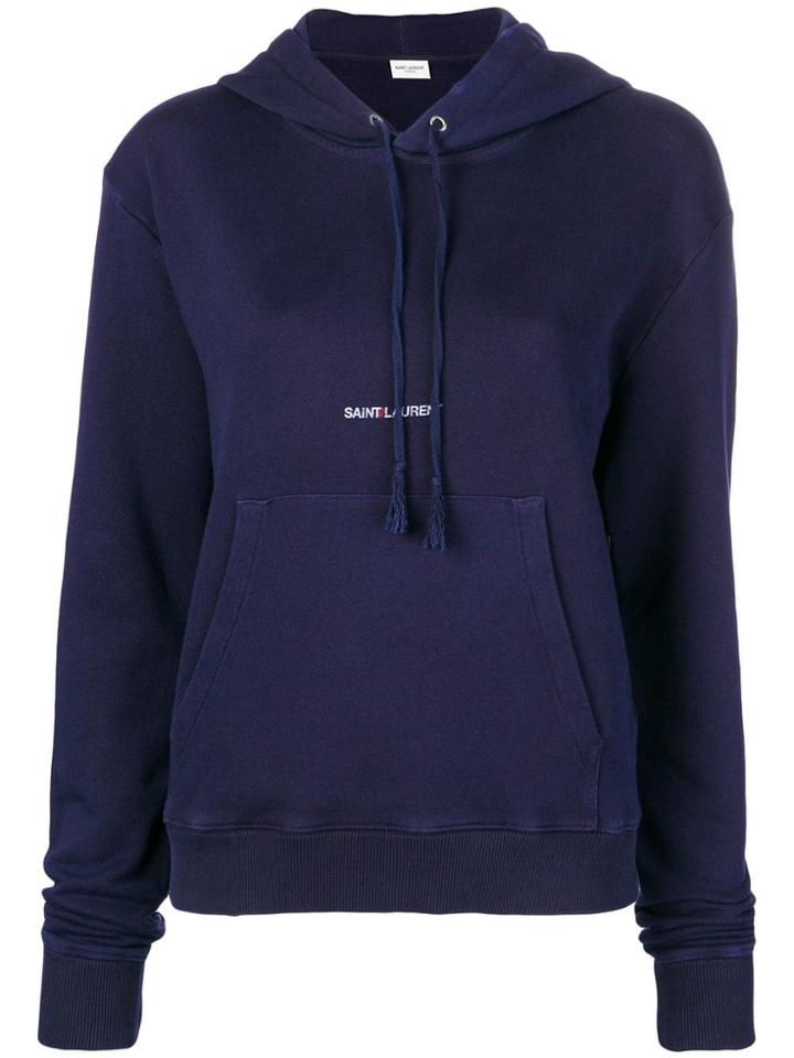Saint Laurent Long Sleeved Hoodie - Blue