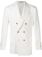 Brunello Cucinelli Double Breasted Linen Blazer - White