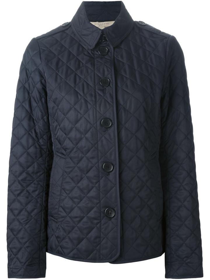 Burberry Quilted Jacket, Women's, Size: Large, Blue, Polyester/cotton