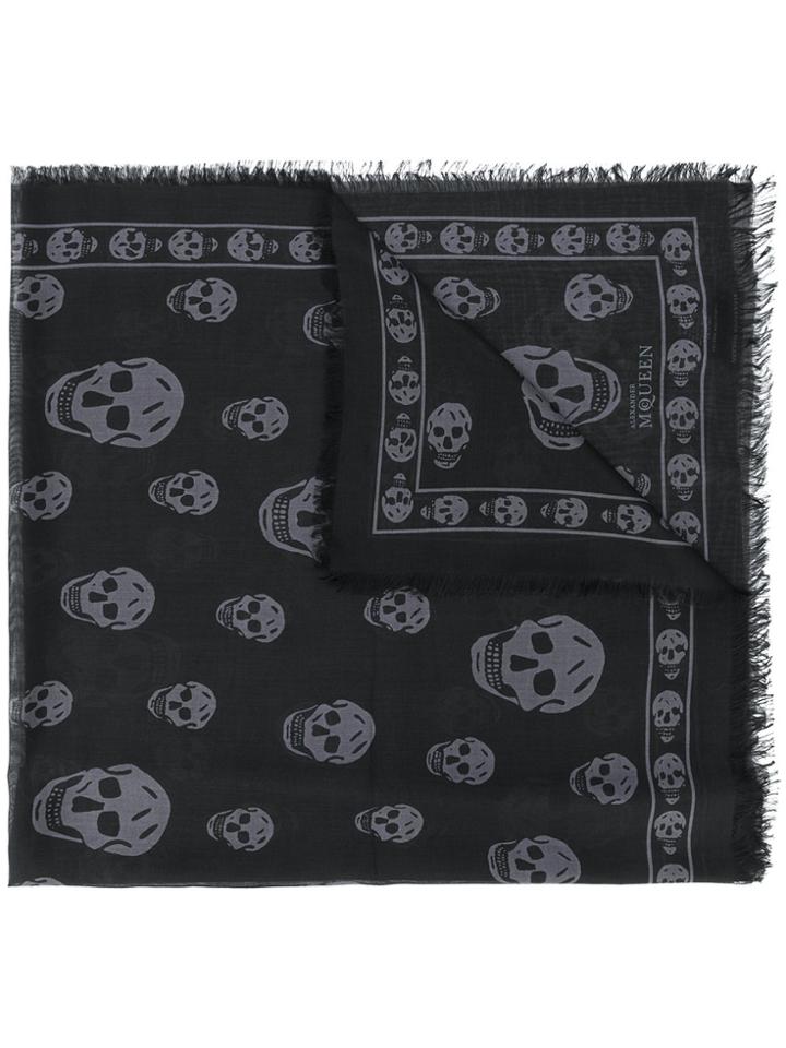 Alexander Mcqueen Classic Skull Embroidered Scarf - Unavailable