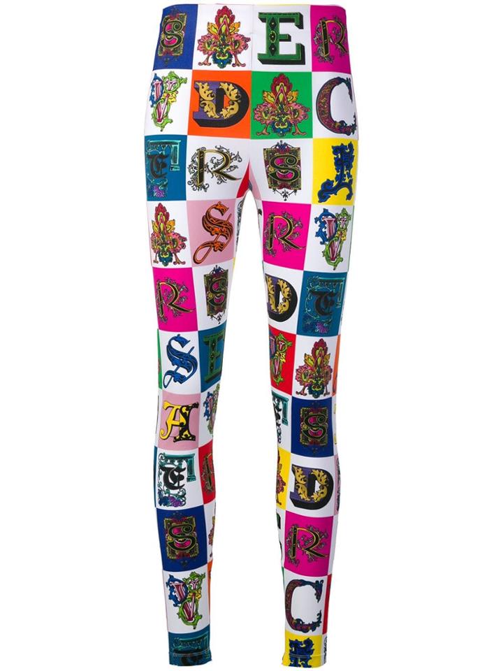 Versace All Over Logo Leggings - White