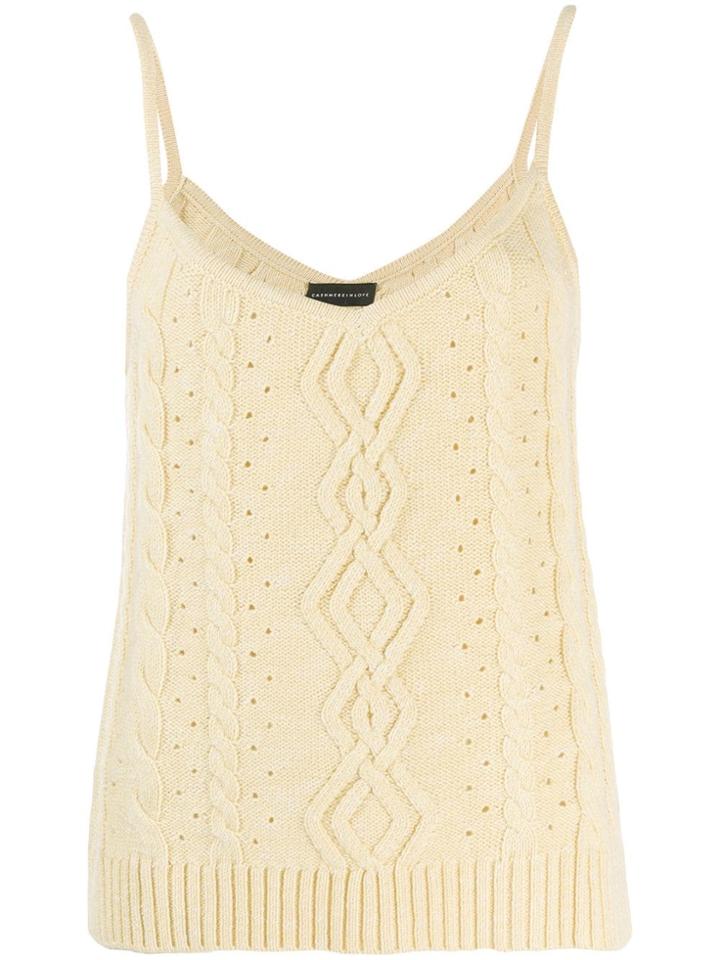 Cashmere In Love Cable Knit Tank Top - Yellow