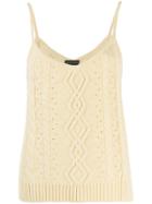Cashmere In Love Cable Knit Tank Top - Yellow