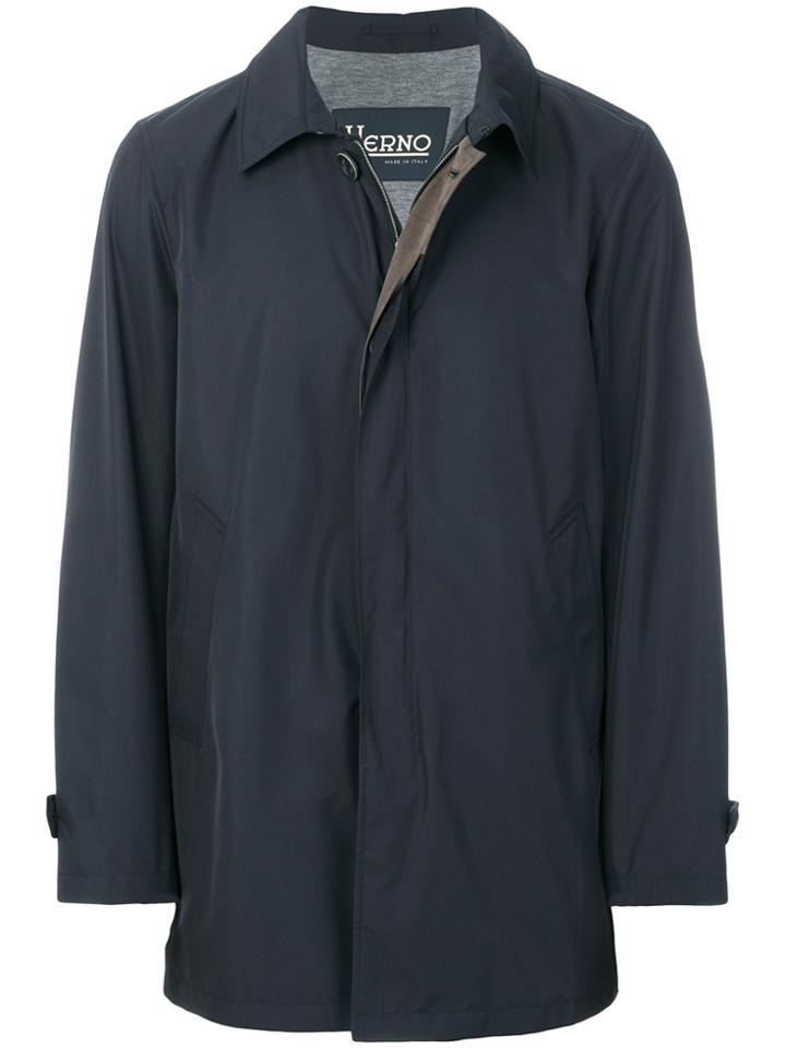 Herno Single Breasted Raincoat - Blue