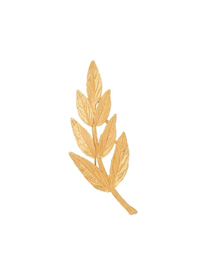 Susan Caplan Vintage 1960s Leaf Brooch - Gold