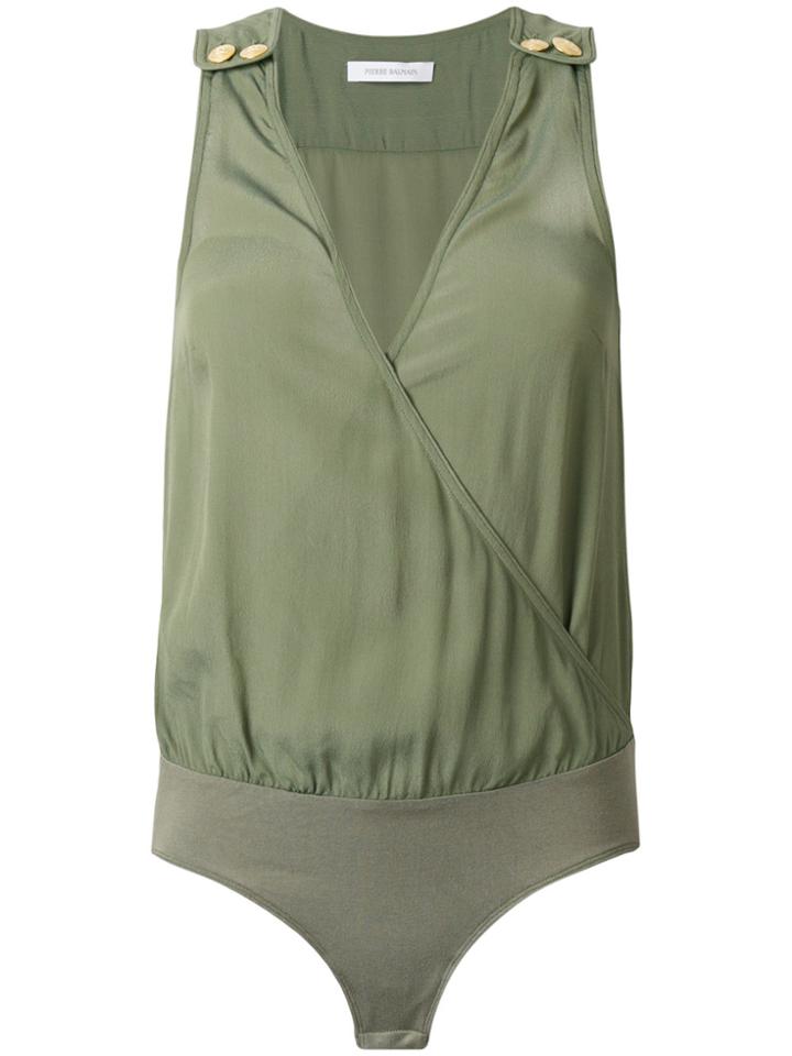 Pierre Balmain Wrap Front Bodysuit - Green