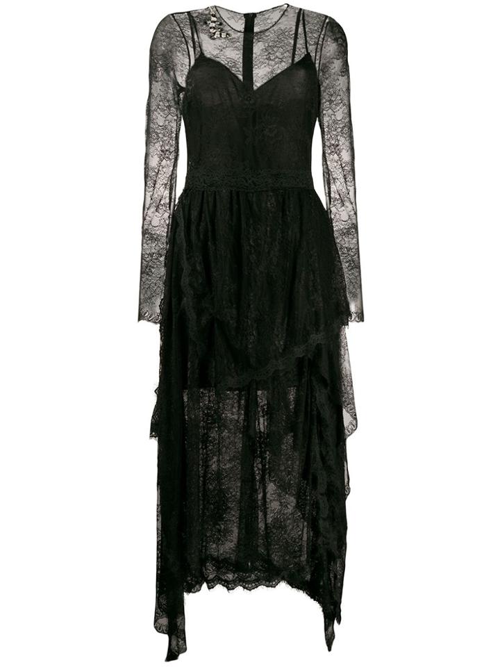 Ermanno Ermanno Tiered Lace Dress - Black