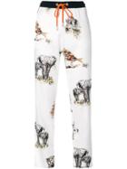 Pinko Animal Print Cropped Trousers - White