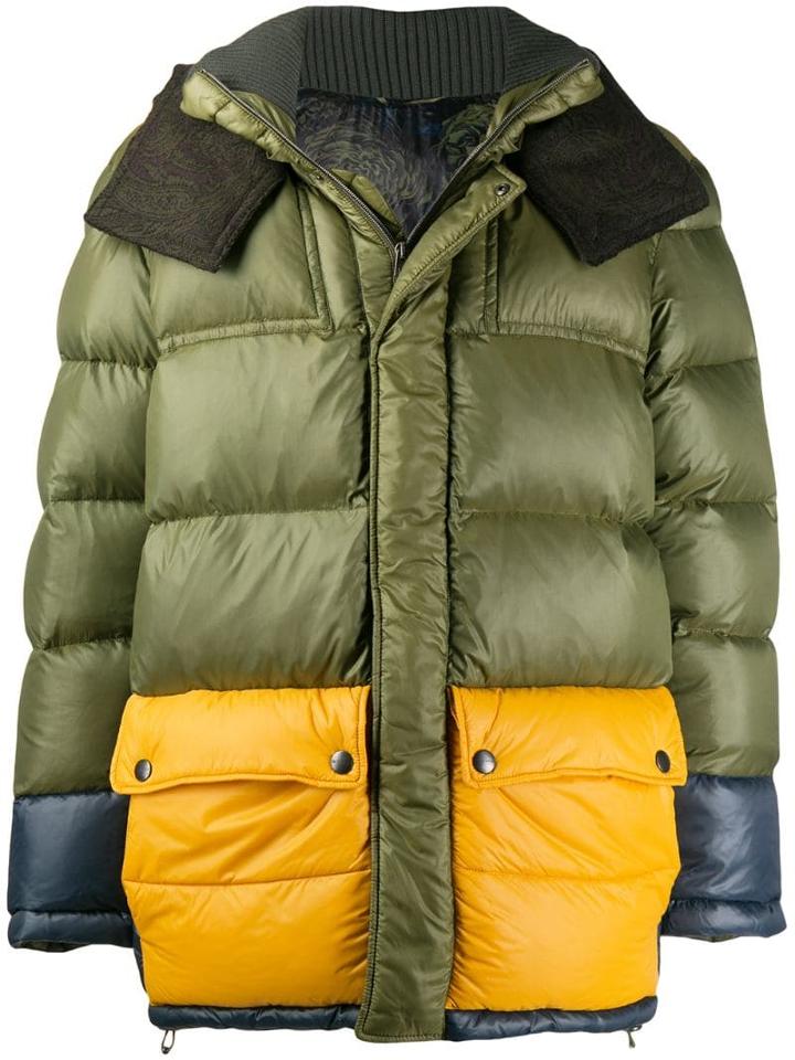Etro Zipped Padded Coat - Green