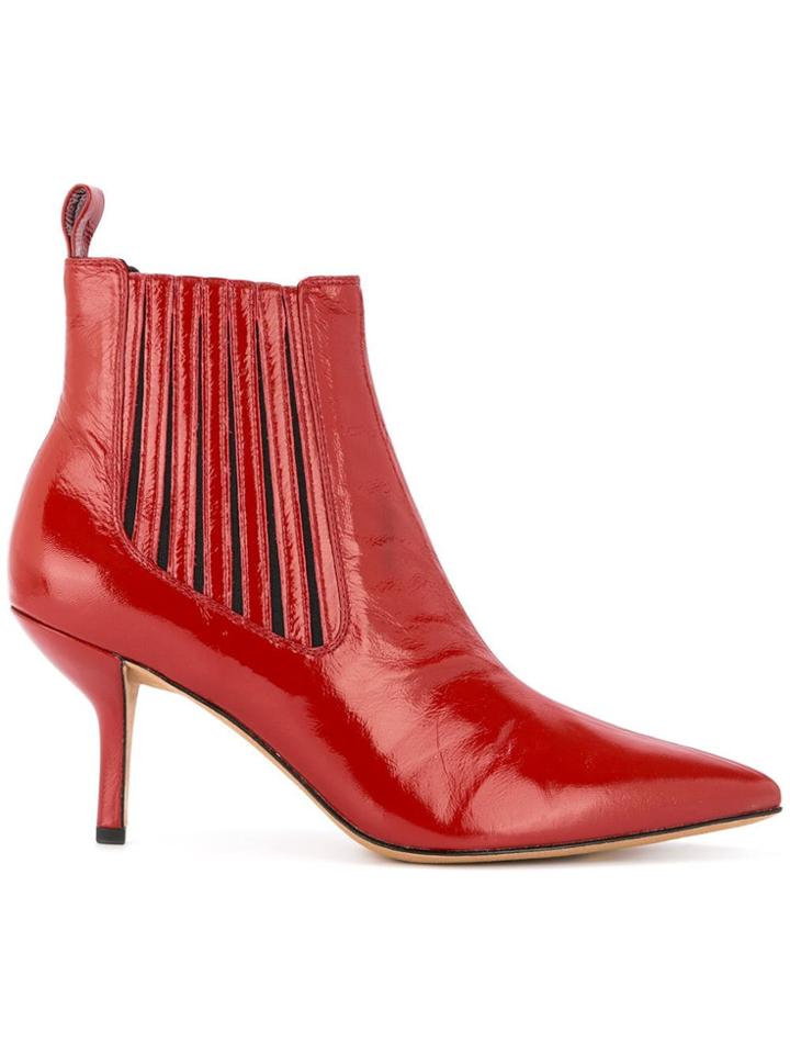 Dvf Diane Von Furstenberg Mollo Low-heel Booties - Red